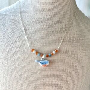 Silver and Blue Bird Pendant Necklace